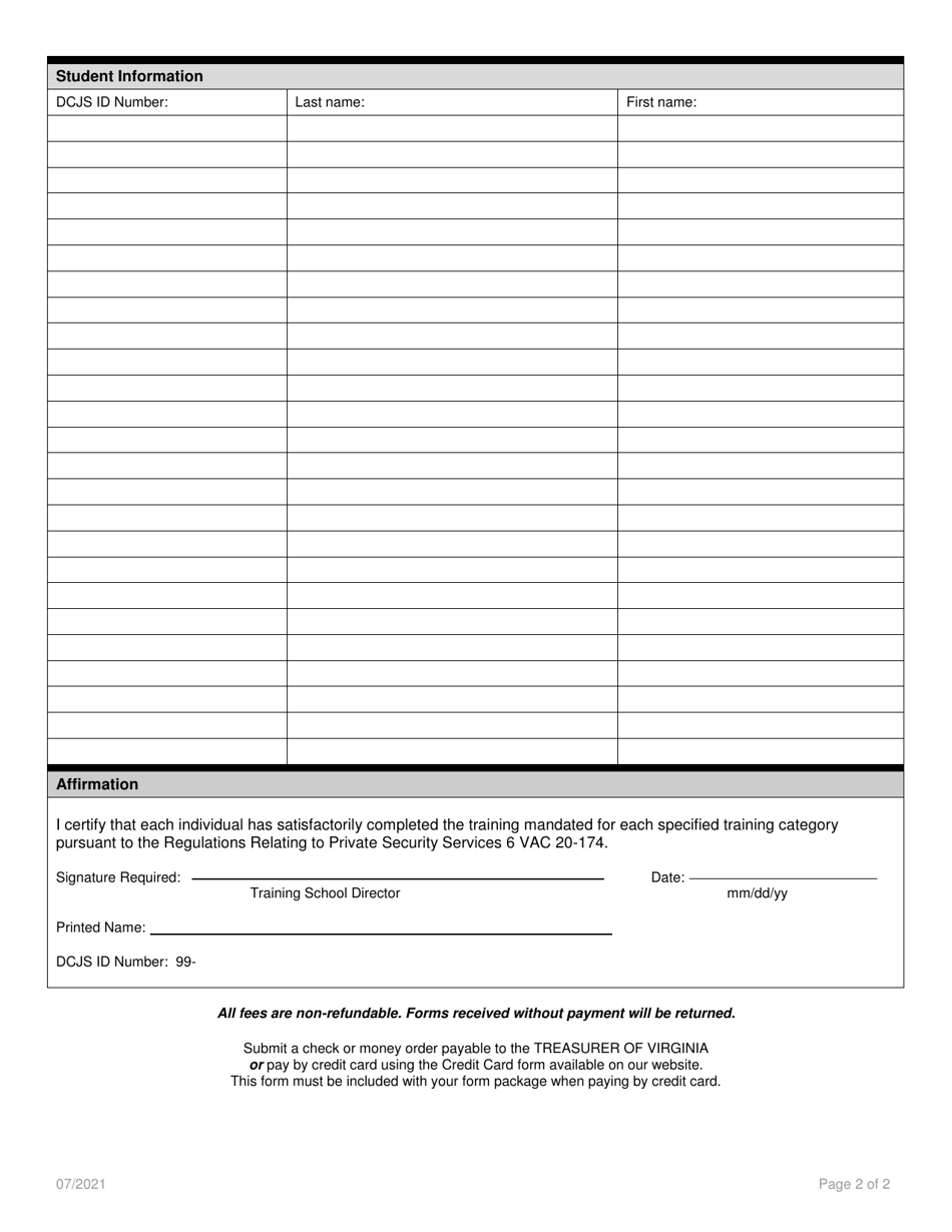 Training Completion Roster Application - Virginia, Page 2