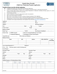 Child Care Financing Program Application - Family Home Provider - Virginia, Page 2