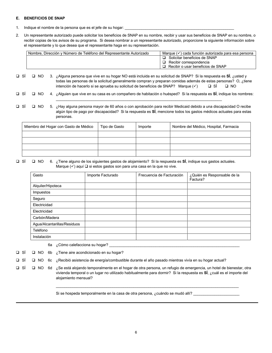 Formulario 032-03-729A-19-ENG Solicitud De Renovacion De Subsidio Auxiliar (Ag), Programa De Asistencia Nutricional Suplementaria (Snap), Y Asistencia Temporal Para Familias Necesitadas (TANF) - Virginia (Spanish), Page 6