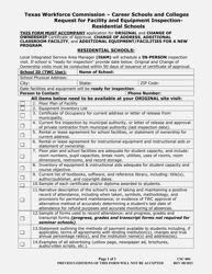 Form CSC-004 &quot;Request for Facility and Equipment Inspection - Residential Schools&quot; - Texas