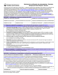 Document preview: DCYF Formulario 09-131 Solicitud De Verificacion De Antecedentes/Decision - Washington (Spanish)