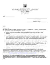 DCYF Form 14-417 Ccsp Application - Washington (French)