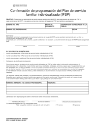 Document preview: DCYF Formulario 15-050 Confirmacion De Programacion Del Plan De Servicio Familiar Individualizado (Ifsp) - Washington (Spanish)