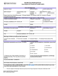 Document preview: DCYF Form 15-005 Esit Health Care Referral Form - Washington