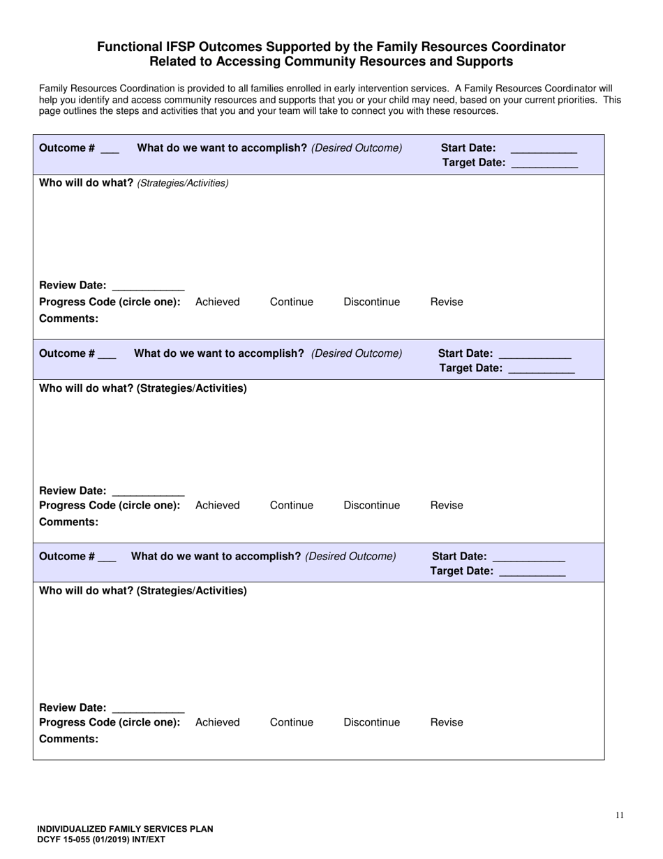DCYF Form 15-055 Individualized Family Service Plan (Ifsp) - Washington, Page 11