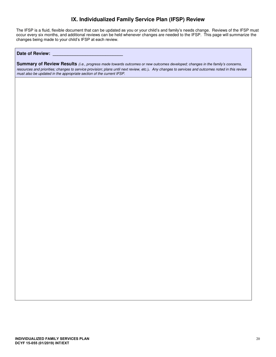 DCYF Form 15-055 Individualized Family Service Plan (Ifsp) - Washington, Page 20
