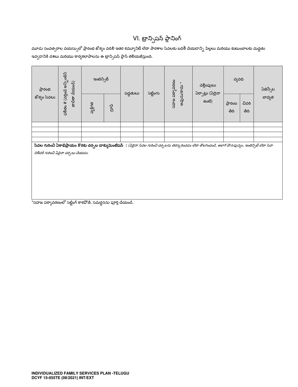 DCYF Form 15-055 Individualized Family Service Plan (Ifsp) - Washington (Telugu), Page 16