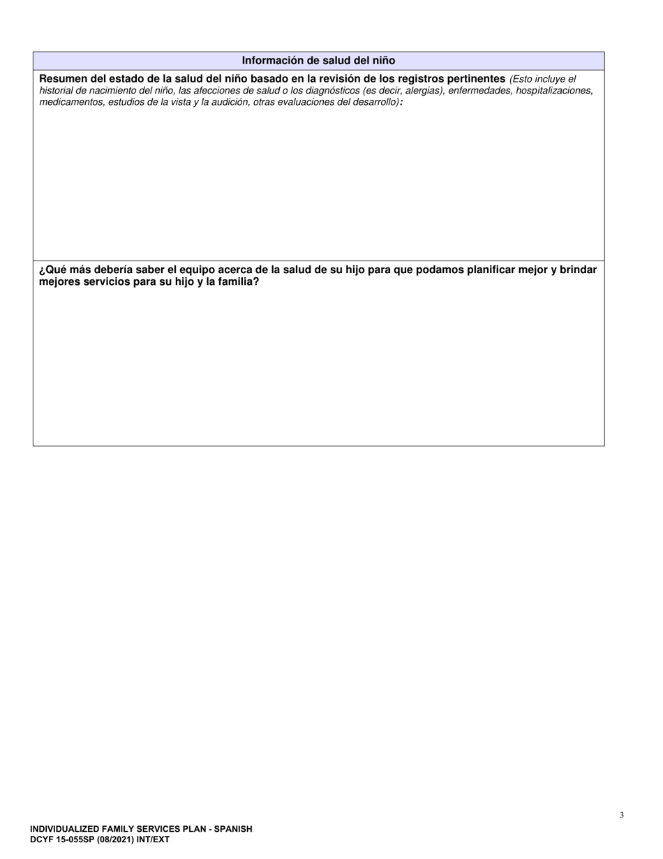 DCYF Formulario 15-055 Plan De Servicio Familiar Individualizado (Ifsp) - Washington (Spanish), Page 3