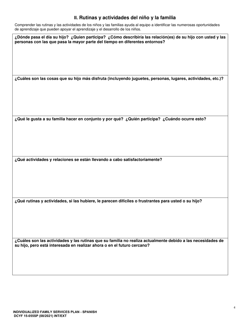 DCYF Formulario 15-055 Plan De Servicio Familiar Individualizado (Ifsp) - Washington (Spanish), Page 4