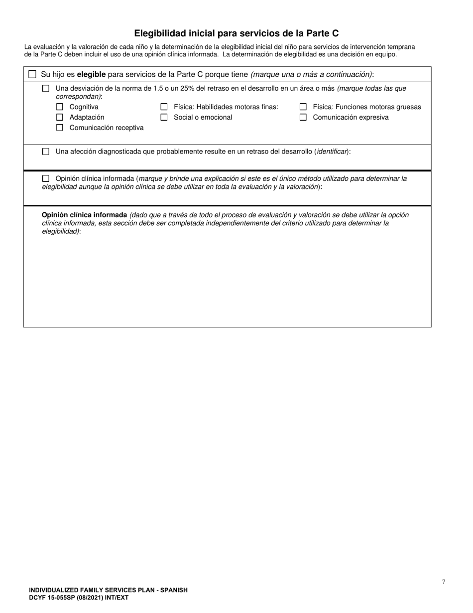 DCYF Formulario 15-055 Plan De Servicio Familiar Individualizado (Ifsp) - Washington (Spanish), Page 7