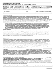 Document preview: DCYF Form 15-056 Notice and Consent for Initial Evaluation/Assessment - Washington