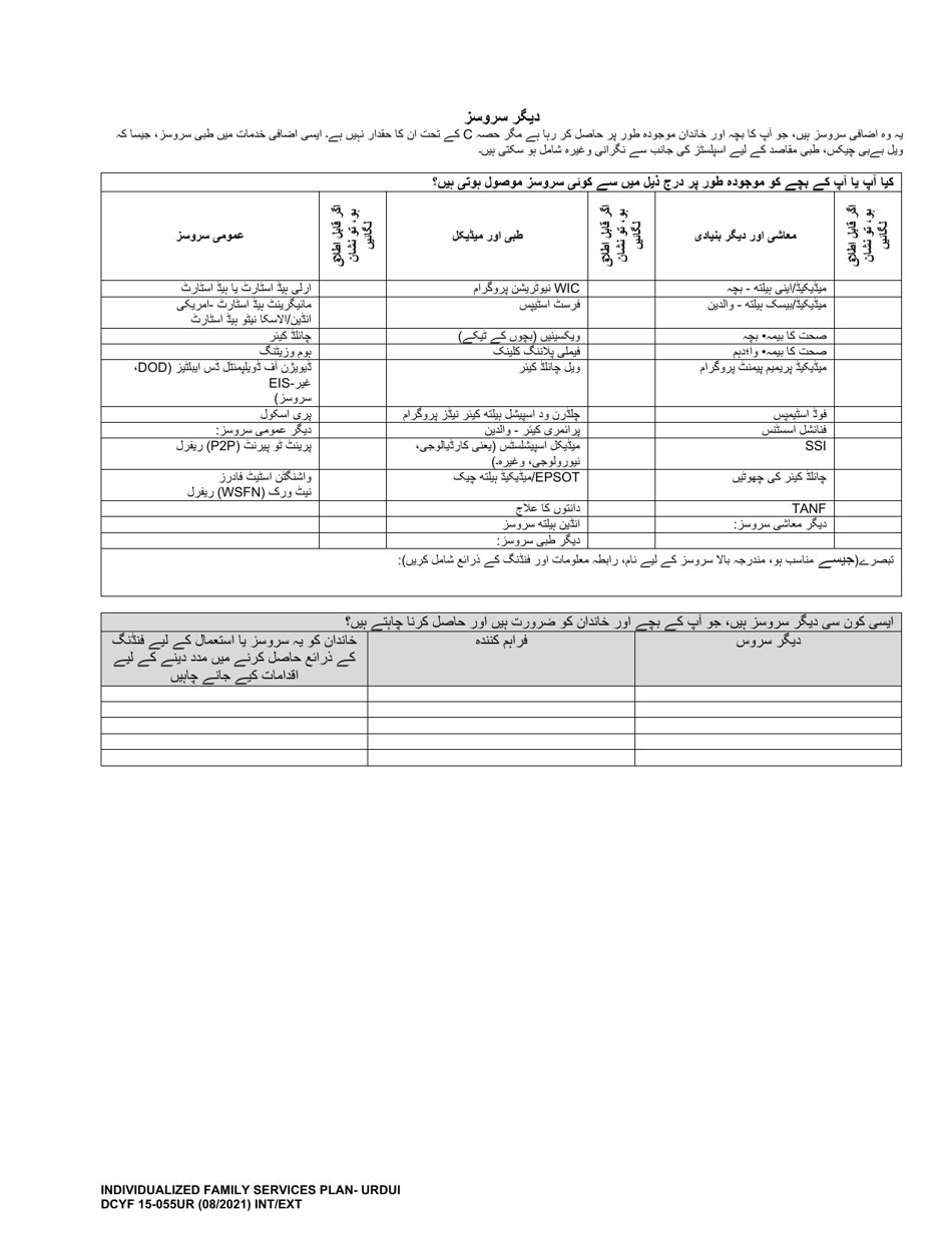DCYF Form 15-055 Individualized Family Service Plan (Ifsp) - Washington (Urdu), Page 16