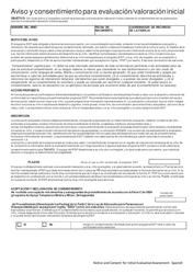 Document preview: DCYF Formulario 15-056 Aviso Y Consentimiento Para Evaluacion/Valoracion Inicial - Washington (Spanish)