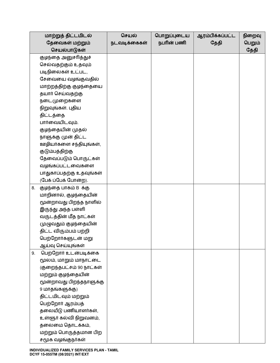 DCYF Form 15-055 Individualized Family Service Plan (Ifsp) - Washington (Tamil), Page 15