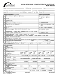 Document preview: Form DOC01-019 Initial Sentence Structure Entry Checklist - Non Prison - Washington
