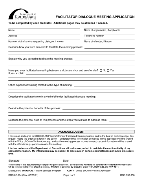 Form DOC02-394  Printable Pdf