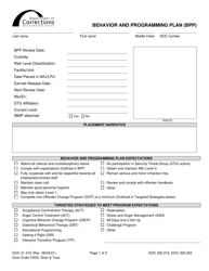 Document preview: Form DOC21-472 Behavior and Programming Plan (Bpp) - Washington