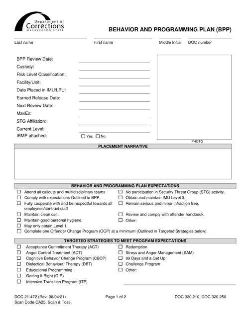 Form DOC21-472  Printable Pdf