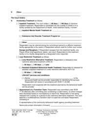 Form MP420 Findings, Conclusions, and Order Committing Respondent for Involuntary Treatment or Less Restrictive Treatment - Washington, Page 5