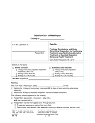 Form MP410 Findings, Conclusions, and Order Committing Respondent for Involuntary Treatment, Less Restrictive Alternative Treatment, or Assisted Outpatient Behavioral Health Treatment - Washington
