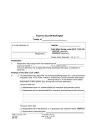 Form MP470 Order After Review Under Rcw 71.05.235 - Washington