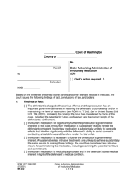 Form MP232 Order Authorizing Administration of Involuntary Medication (Or) - Washington