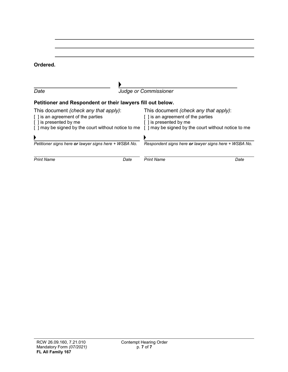 Form FL All Family167 Contempt Hearing Order (Orcn) - Washington, Page 7