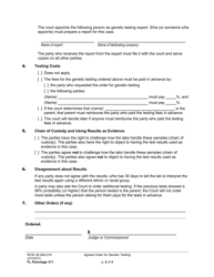 Form FL Parentage311 Agreed Order for Genetic Testing - Washington, Page 2