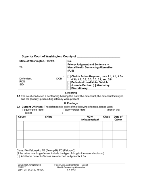 Form WPF CR84.0400 MHSA  Printable Pdf