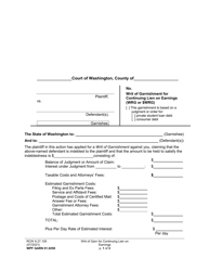 Form WPF GARN01.0250 Writ of Garnishment for Continuing Lien on Earnings (Wrg or $wrg) - Washington