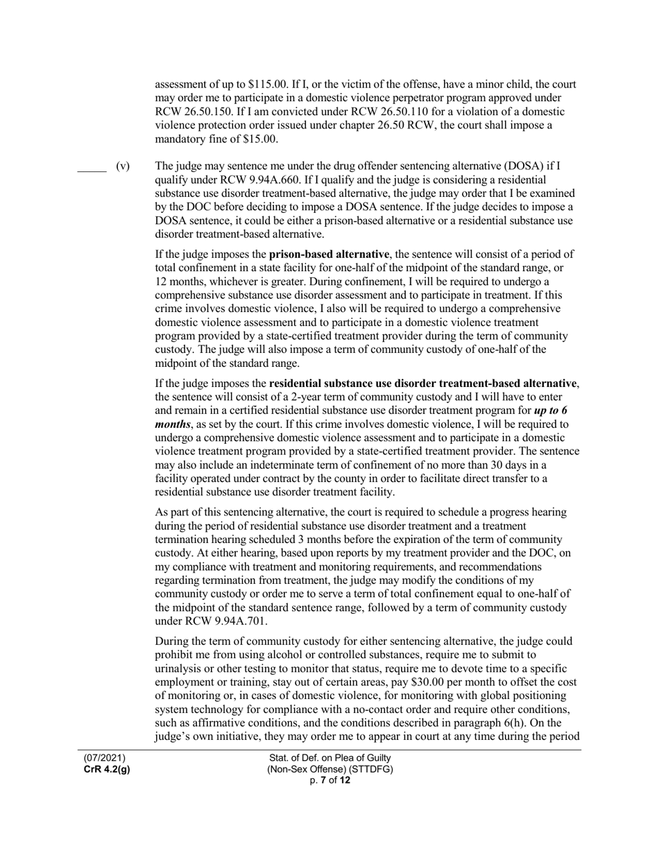 Form CRR4.2(G) NON-SEX OFFENSE Statement of Defendant on Plea of Guilty to Non-sex Offense (Felony) (Sttdfg) - Washington, Page 7