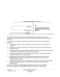 Form WPF GARN01.0570 Notice to Defendant of Non-responsive Exemption Claim (Ntdef) - Washington