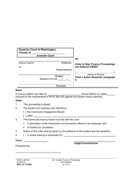 Form WPF JU13.0300 Order to Stay Truancy Proceedings and Referral (Orsp) - Washington