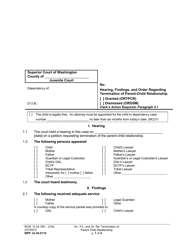 Form WPF JU04.0110 Hearing, Findings, and Order Regarding Termination of Parent-Child Relationship (Ortpcr, Ordsm) - Washington