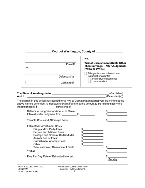 Form WPF GARN01.0200  Printable Pdf