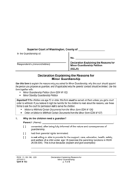 Document preview: Form GDN M103 Declaration Explaining the Reasons for Minor Guardianship - Washington
