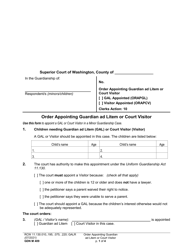 Form GDN M409 Order Appointing Guardian Ad Litem or Court Visitor - Washington