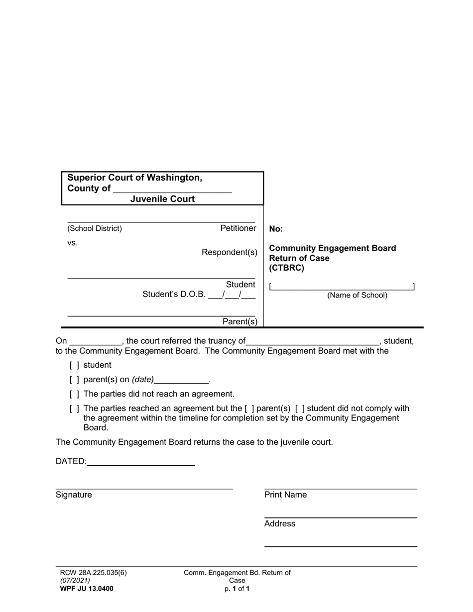 Form WPF JU13.0400 Community Engagement Board Return of Case (Ctbrc) - Washington, Page 1