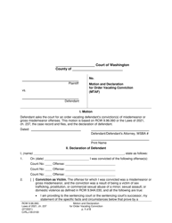 Form CrRLJ09.0100 Motion and Declaration for Order Vacating Conviction (Mtaf) - Washington