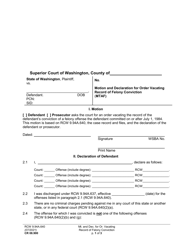Form CR08.900 Motion and Declaration for Order Vacating Record of Felony Conviction (Mtaf) - Washington