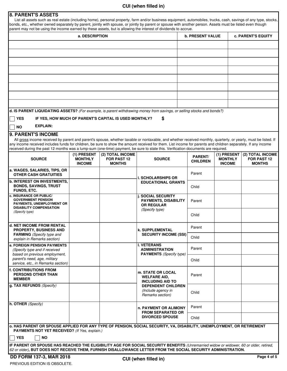 DD Form 137-3 - Fill Out, Sign Online and Download Fillable PDF ...