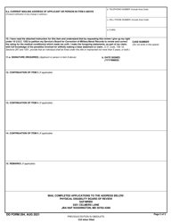 DD Form 294 &quot;Application for a Review by the Physical Disability Board of Review (Pdbr) of the Rating Awarded Accompanying a Medical Separation From the Armed Forces of the United States&quot;, Page 2