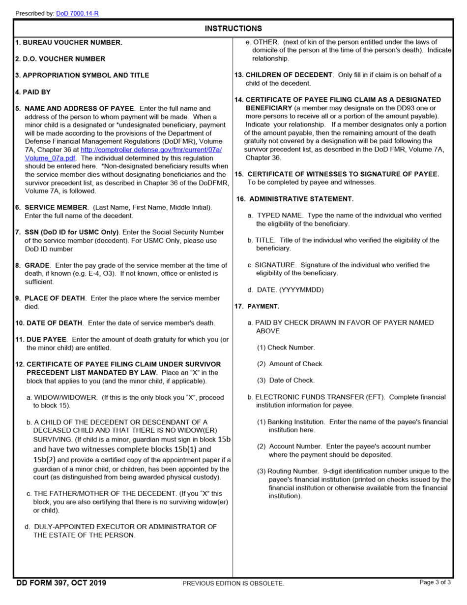 DD Form 397 Download Fillable PDF Or Fill Online Claim Certification dd-form-397-download-fillable-pdf-or-fill-online-claim-certification
