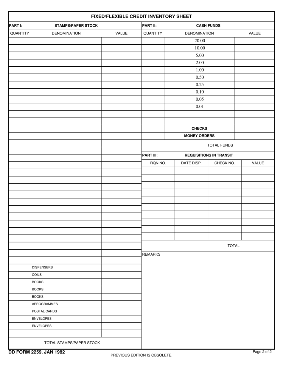 DD Form 2259 - Fill Out, Sign Online and Download Fillable PDF ...