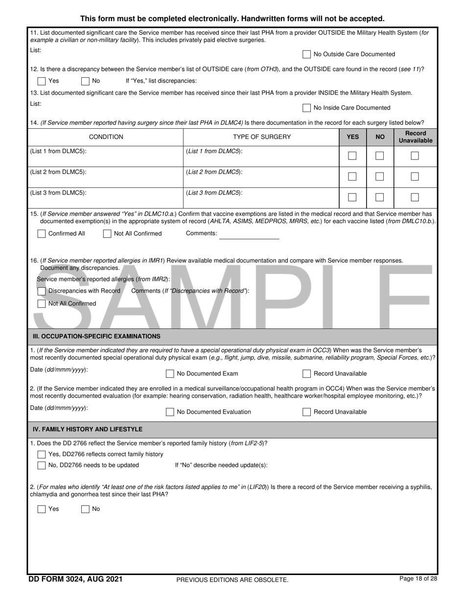 Dd Form 3024 Printable