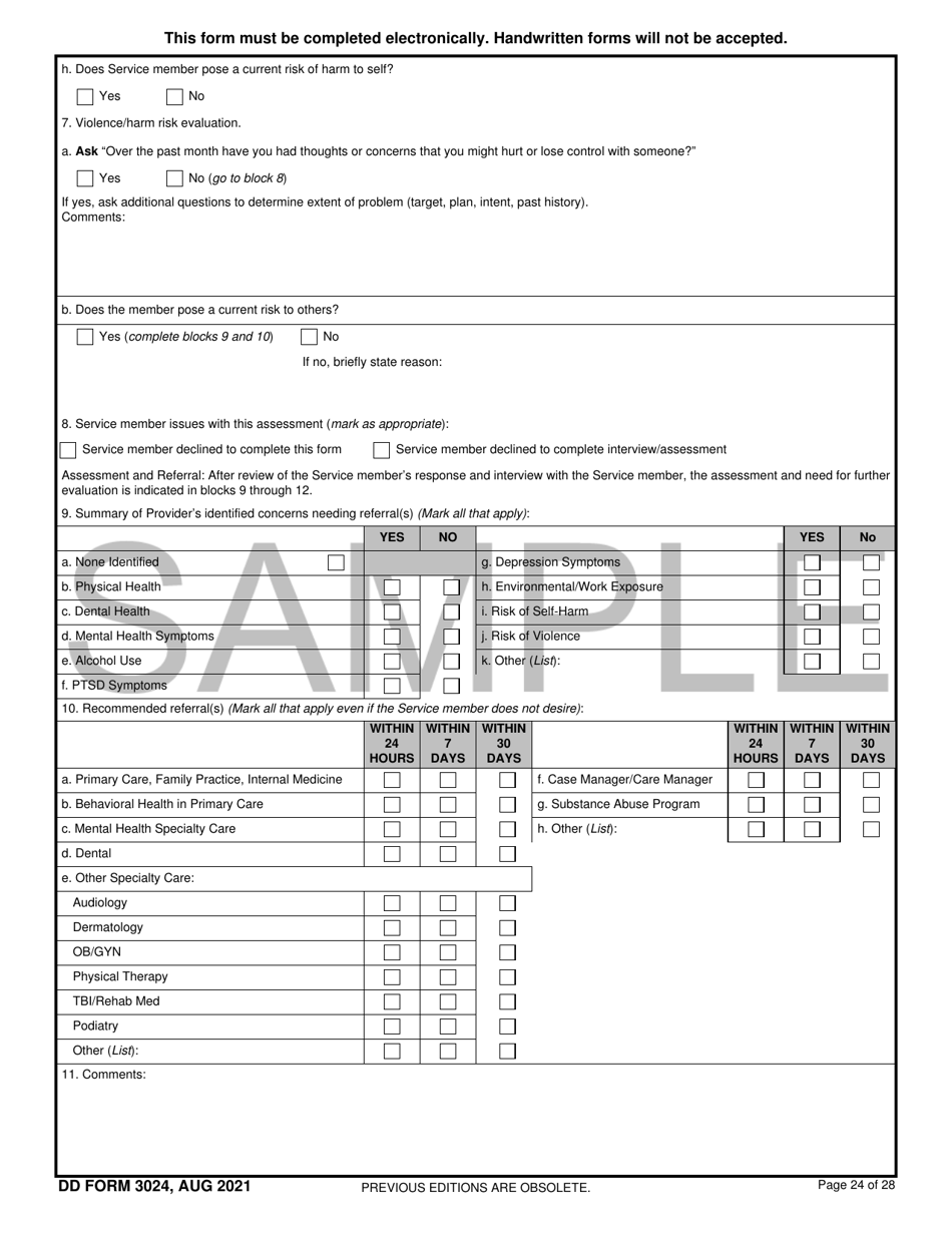 DD Form 3024 Download Printable PDF or Fill Online Annual Periodic