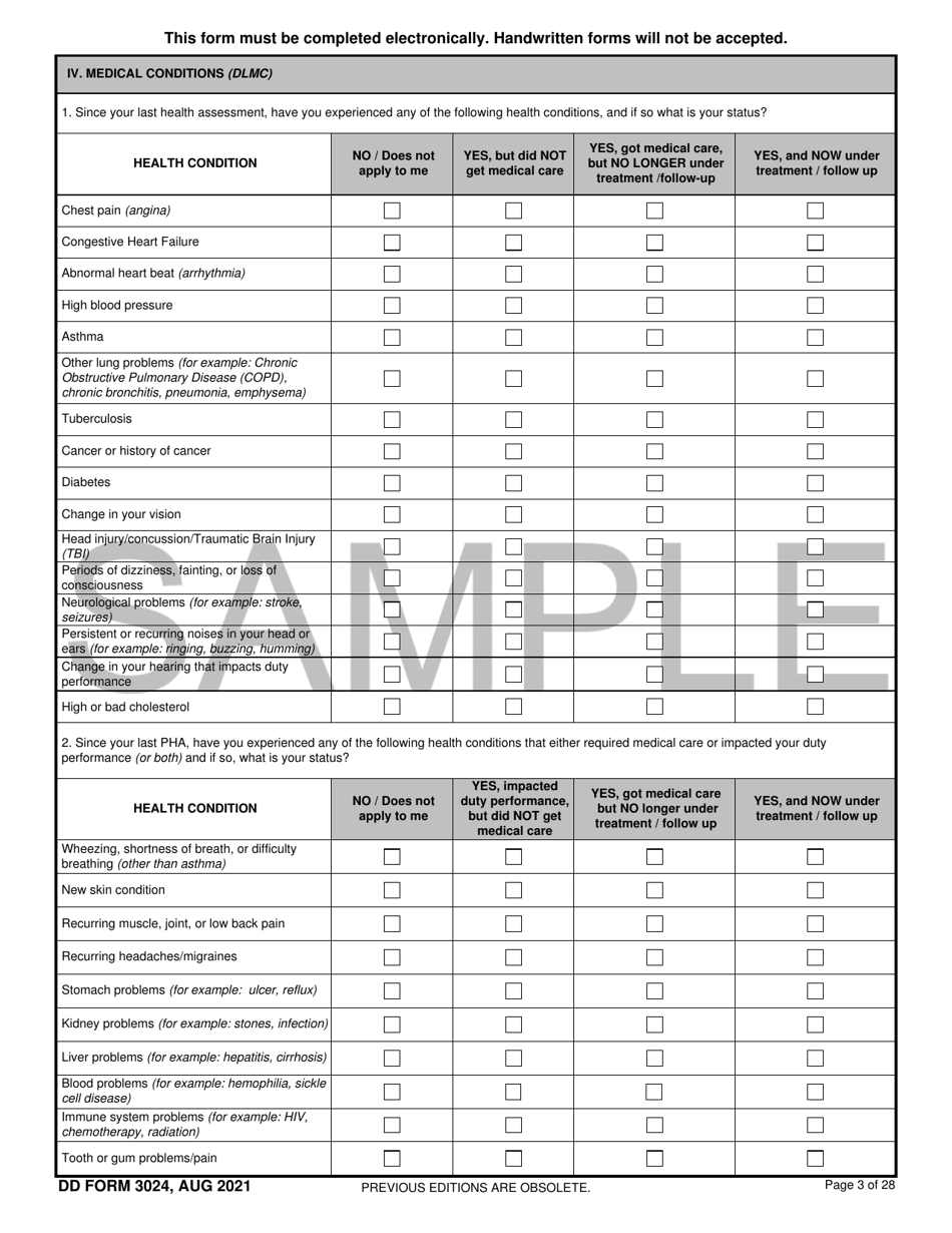 DD Form 3024 Download Printable PDF or Fill Online Annual Periodic ...