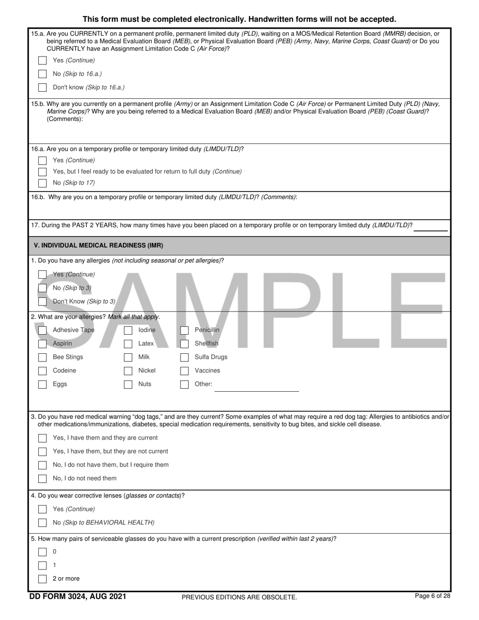 DD Form 3024 Download Printable PDF Or Fill Online Annual Periodic ...