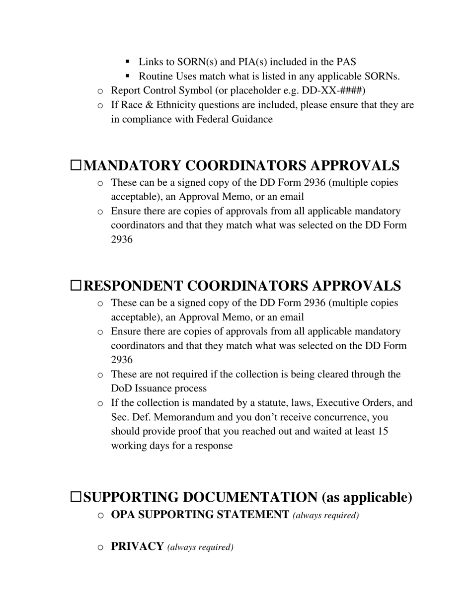 Internal Information Collection Package Review Checklist, Page 3