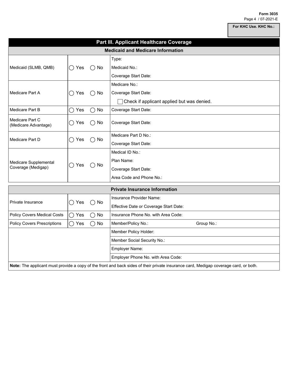 Form 3035 Kidney Health Care Program Application - Texas, Page 4